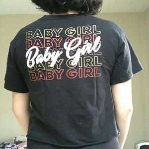 Graphic black crop top